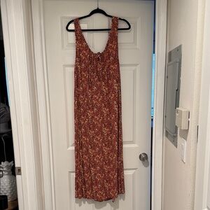 Floral Sleeveless Maxi Dress in Rust